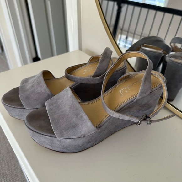 Splendid Felix Grey Suede Platform Wedges Sandals - Picture 7 of 7